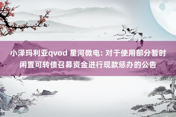 小泽玛利亚qvod 星河微电: 对于使用部分暂时闲置可转债召募资金进行现款惩办的公告