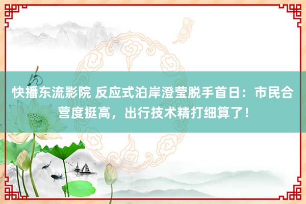 快播东流影院 反应式泊岸澄莹脱手首日：市民合营度挺高，出行技术精打细算了！