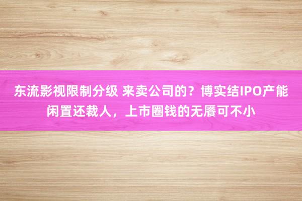 东流影视限制分级 来卖公司的？博实结IPO产能闲置还裁人，上市圈钱的无餍可不小