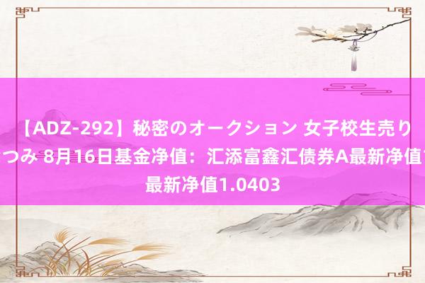 【ADZ-292】秘密のオークション 女子校生売ります なつみ 8月16日基金净值：汇添富鑫汇债券A最新净值1.0403