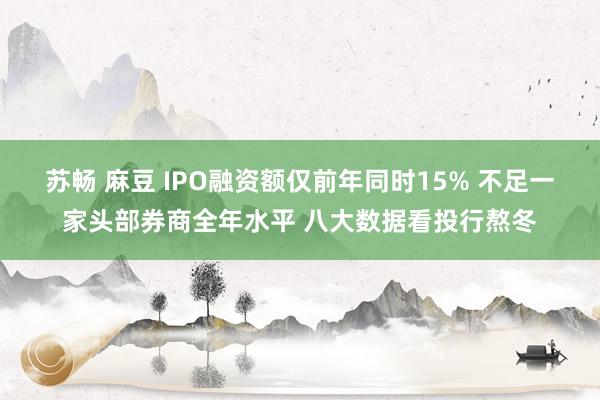 苏畅 麻豆 IPO融资额仅前年同时15% 不足一家头部券商全年水平 八大数据看投行熬冬