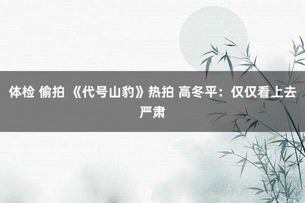 体检 偷拍 《代号山豹》热拍 高冬平：仅仅看上去严肃